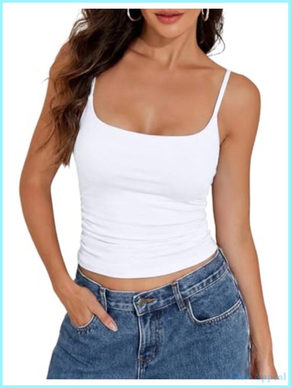 Cotton Cami Top Built-in Shelf Bra Unpadded Crop Tank Top Stretch